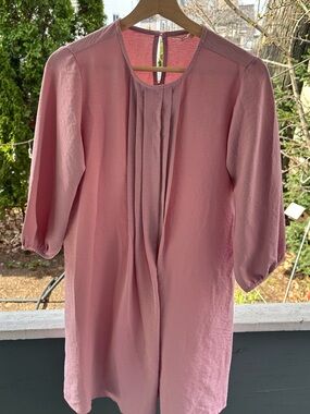 AND Dusty Rose Mini Dress with Front Pleats